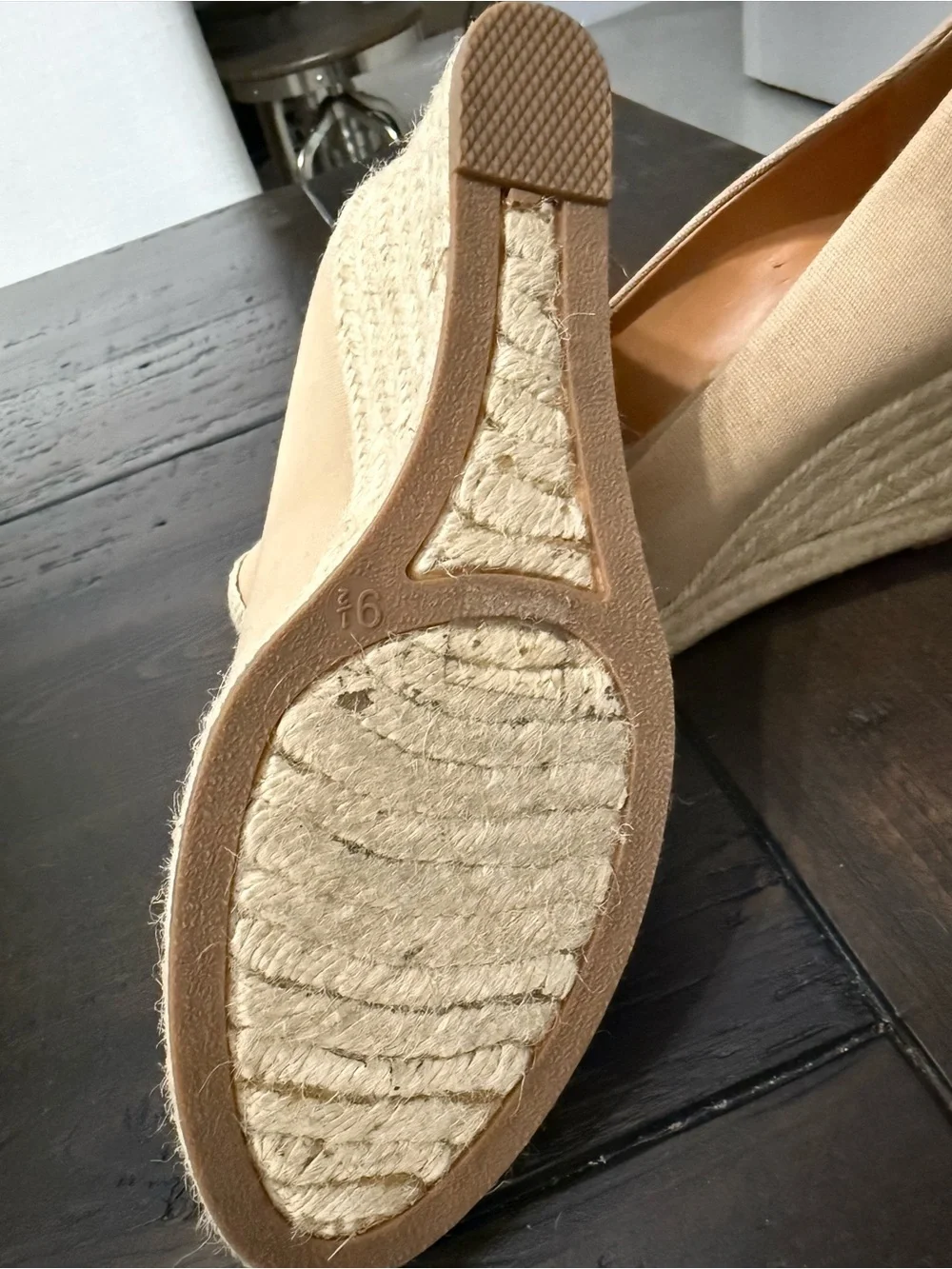 Neutral J Crew Canvas Espadrille Wedge Pumps - Women